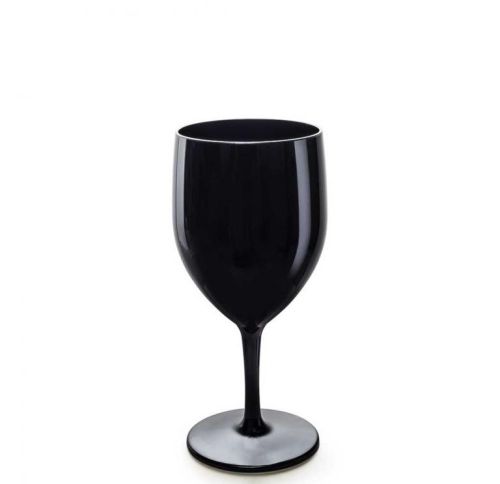 Schwarzes Kunststoff-Weinglas Basic mit Option zum Bedrucken
